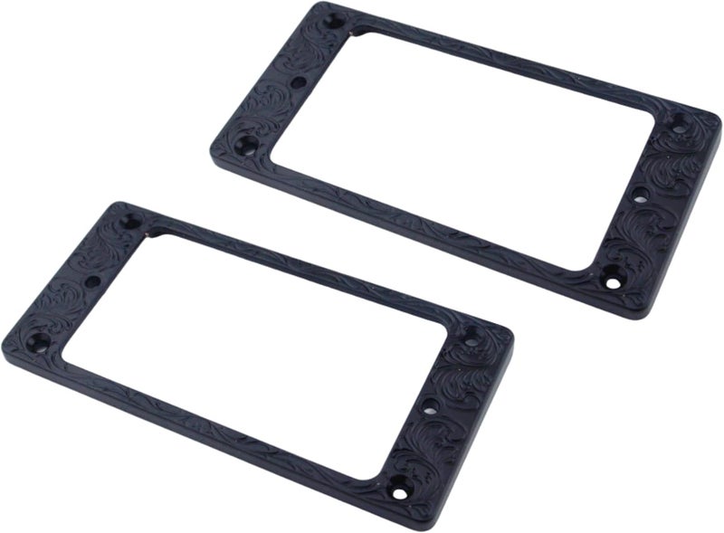 guyker Metal Flat Humbucker Cover, Pickup Mounting Ring Set - Bridge Neck Pickups Frame Replacement Part for Electric Guitar or Precision Bass(2PCS, PR008 Black) - Image 1